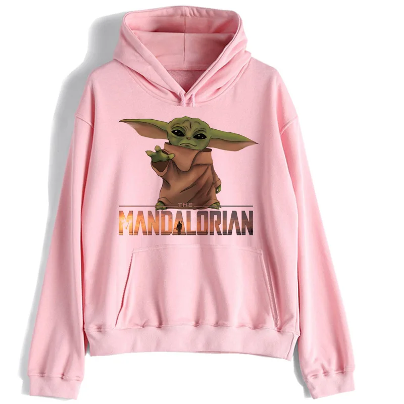 

Star Wars Hoodie Baby Yoda Mandalorian Women 90s Hip Hop Women/men Pink Hoodies Mandalorian Sweater cute Harajuku Long Coat