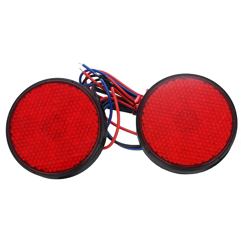 2PCS/SET Red 24 SMD LED Round Motorcycle Tail Light Universal 12V Mini Motorbike Reflector  Turn Signal Brake Stop Lamp