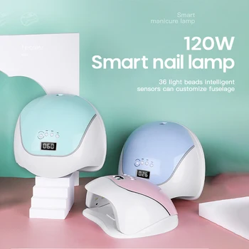 

120W UV LED Nail Lamp Gel Nail Dryer Machine Cure Manicure Nail Art Tools 30s/60s/90s Auto Sensing LCD Display TSLM2