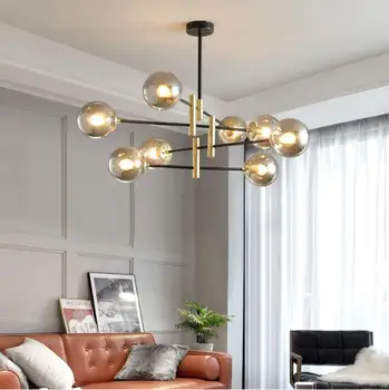 

Nordic Glass Ball Chandelier Lighting Modern Living Room Chandelier Creative Hanging Light Home Indoor Branch Suspension Lamp