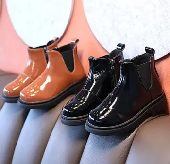 

Children Martin Boots For Girls Soft Bottom Plush Warm Princess Shoes Winter Kids Short Botas British Fashion Teenage Girl Boots