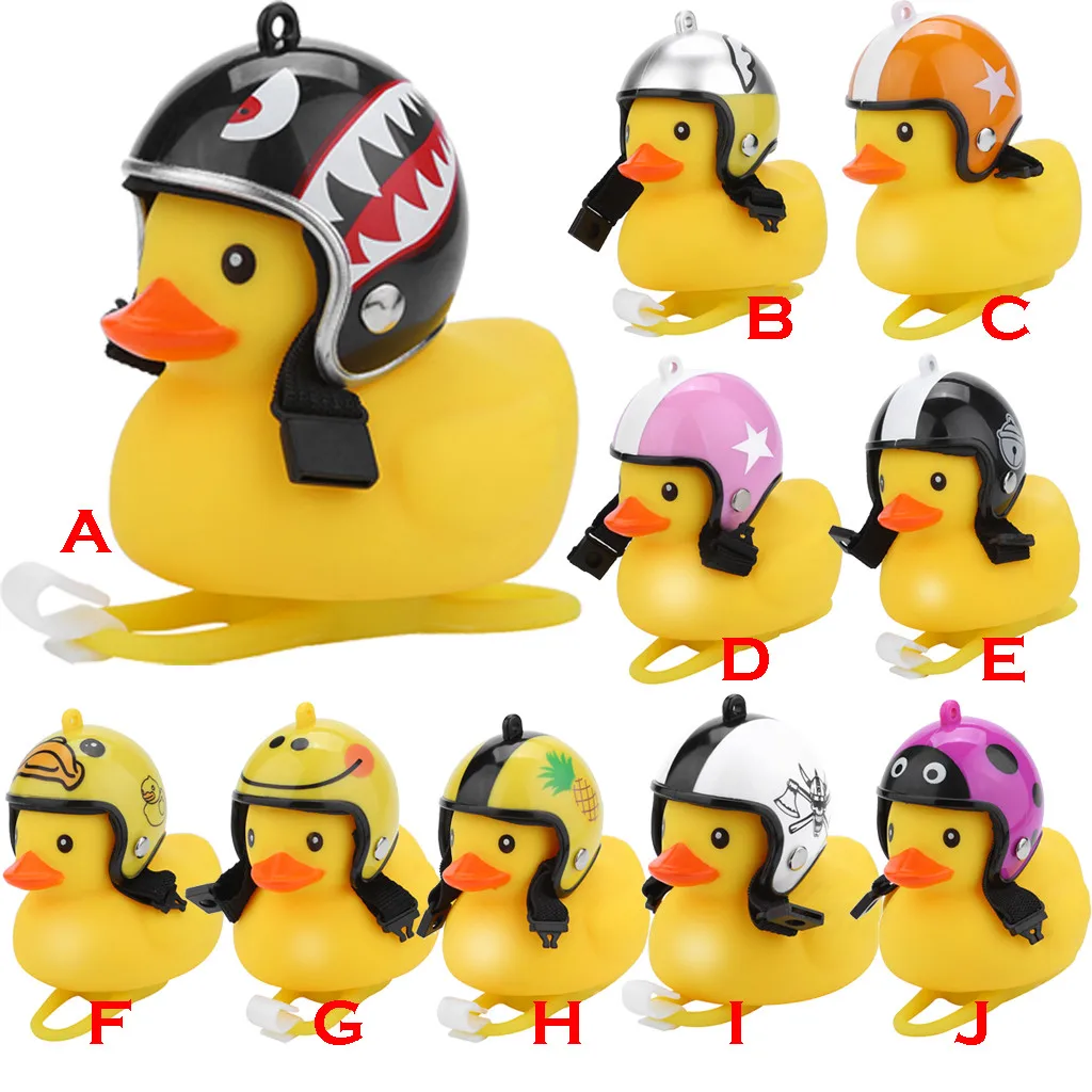 Top Bicycle Bell Duck Head Light Vibration Light Yellow Propeller Small Yellow Duck Helmet Bamboo Dragonfly Duck Shape New Hot #N 17