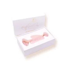 Массажер для лица натуральный нефрит роликовый набор инструмент для подтяжки лица Guasha Board Kit ролик для массажа лица розовый кристалл Кварцевый ролик с коробкой