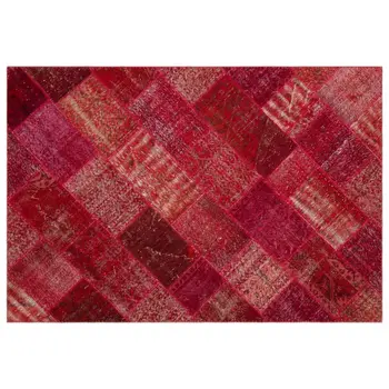 

Handmade Red Vintage Overdyed Patchwork Area Rug 160x230 Cm-5'3''X7'7''