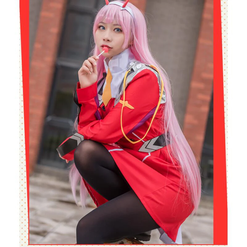 Anime 02 Dresses DARLING in the FRANXX Zero Two Cosplay Costume 02 Cosplay Wig Code002 Headwear Accessories Halloween Gift0 (6)