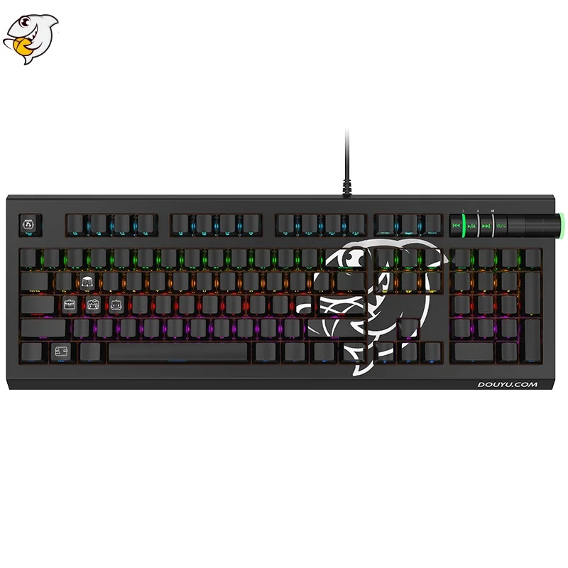 Ajazz Douyu DKM800 RGB с подсветкой Мультимедиа USB Проводная Механическая игровая клавиатура боковые резные брелки черная Ble Axis