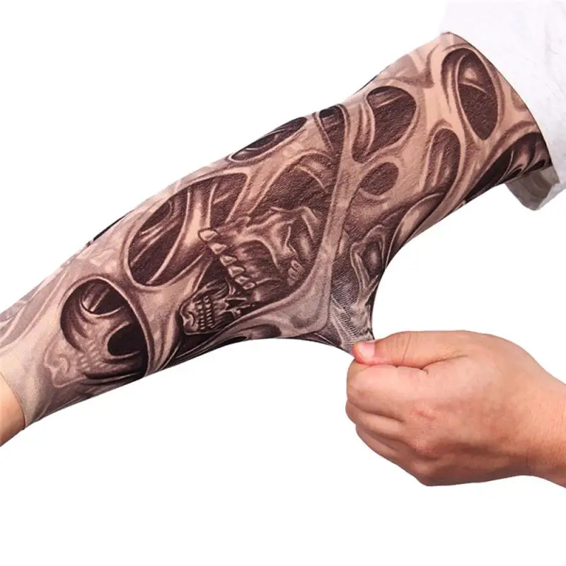 1PCS Outdoor Cycling 3D Tattoo Printed Arm Sleeves Sun Protection Bike Basketball Compression Arm Warmers Ridding Cuff Sleeves