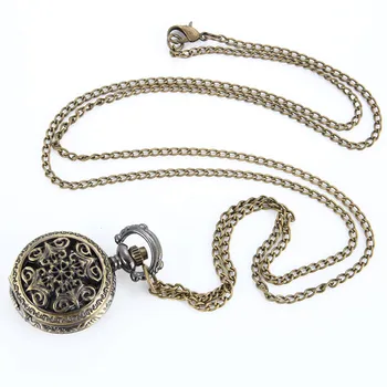 

Hot Fashion Vintage Women Pocket Watch Alloy Retro Hollow Out Flowers Pendant Clock Sweater Necklace Chain Watches Lady Gift IE9