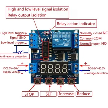 

XY-J05 Delay Module Timer delay trigger OFF Voltage upper lower limit detection Cyclic timing counting Battery Charge control