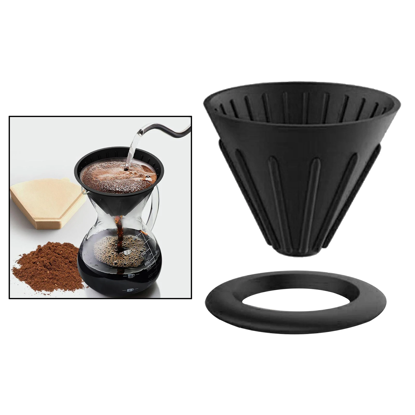 Foldable Pour Over Cone Dripper Reusable Coffee Filter Cup Holder Silicone Portable Filter Makers Travel Cone Camp Drip