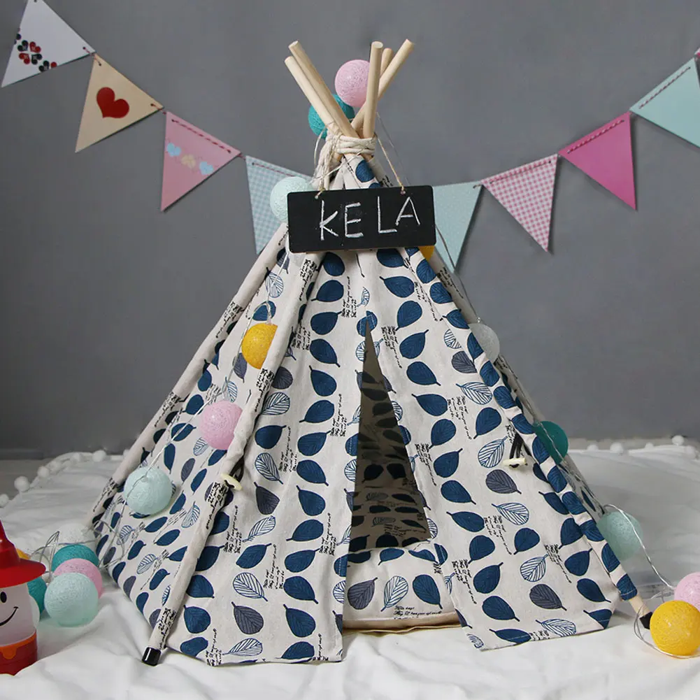 HOT Pet Teepee Dog Cats Rabbits Bed Canvas Portable Tents Houses with Cushion LSF | Дом и сад