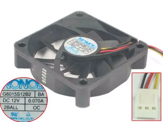 NONOISE G6015S12B2 BA AC/DC 12V 0.07A 3 жильный 60x60x15 мм Сервер вентилятор охлаждения|square fan|server fandc