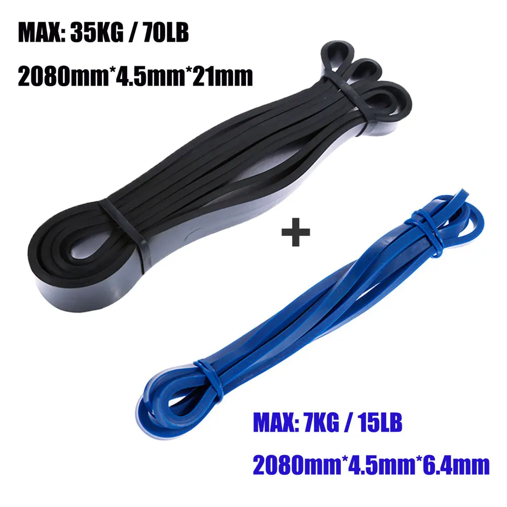 21-black 6.4-blue 82 дюйма Фитнес резинки Комплект эластичных лент унисекс Йога резинки петля Эспандер для занятий спортом, оборудование для тренировки - Color: 21-black 6.4-blue