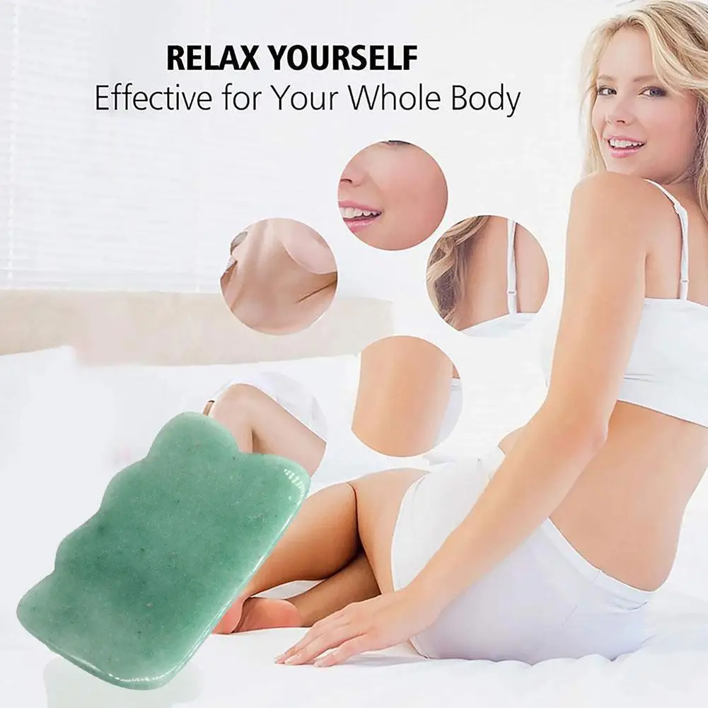

Natural Jade Guasha Scrapping Plate For Face Neck Massager Plate Scrapping Face Therapy Back GuaSha Body Piece Meridian Pre I6V0