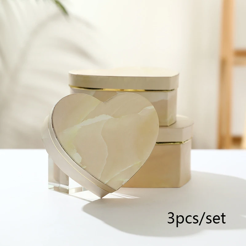 B Beige 3 Pcs Подарочная коробка в форме сердца, коробки для конфет, Подарочная коробка, подарочные коробки для украшений, Рождественская большая подарочная коробка, Подарочная коробка, Свадебная - Цвет: B Beige 3 Pcs