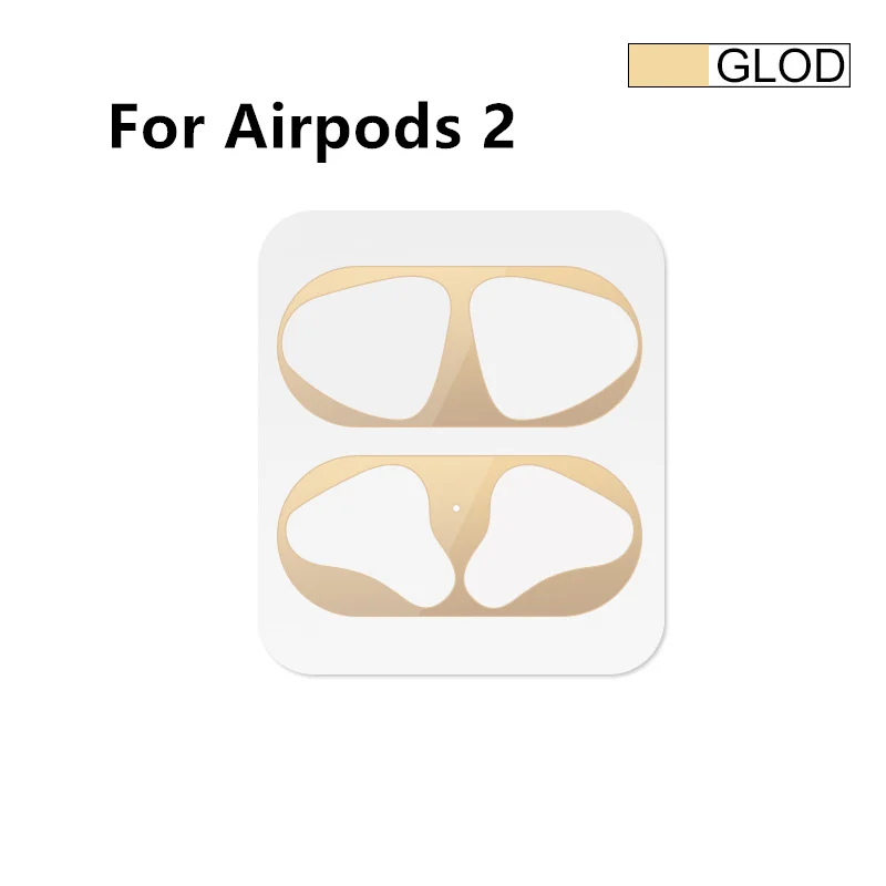 Защита от пыли для Apple Airpods Bluetooth наушники металлические для Airpods 1 2 Air Pods беспроводные наушники зарядная коробка Пыленепроницаемый Чехол - Цвет: gold for airpods 2