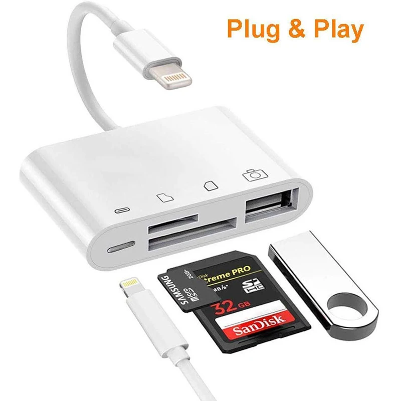 4 в 1 для Lightning подключения камеры комплекты SD/TF/USB адаптер чтения карт OTG кабель iPhone