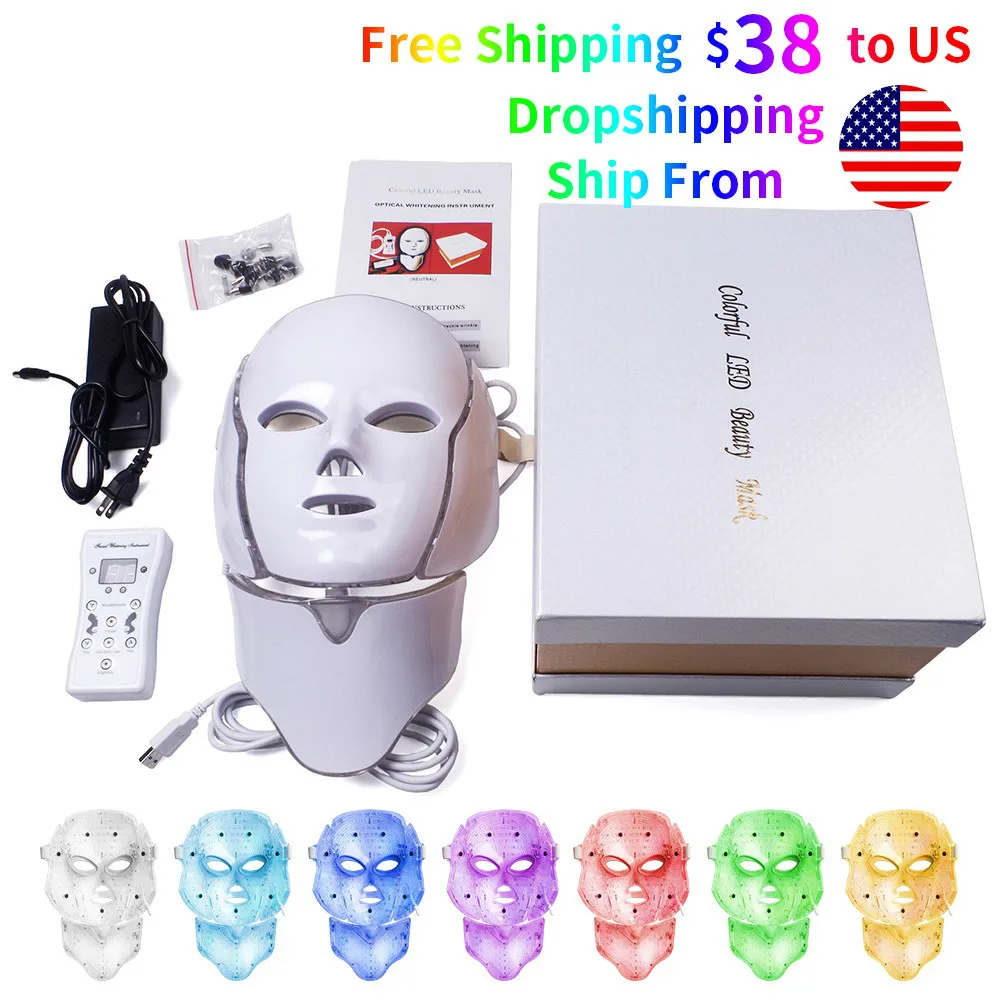  7 Colors Led Facial Mask Led Korean Photon Therapy Face Mask Machine Light Therapy Acne Mask Neck B - 4000212014749
