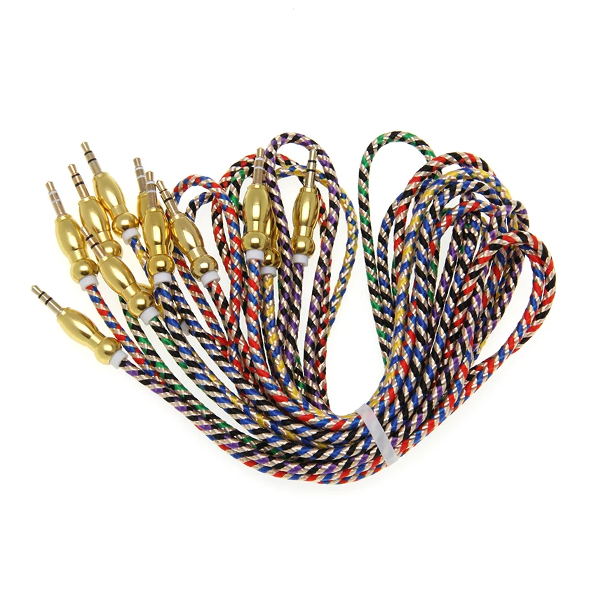 High Quality AUX Audio Cable 3 5mm Male Stereo Ethnic Plait Style AUX Cable Cord for Car Headphone Speaker Computer Mp3 300pcs