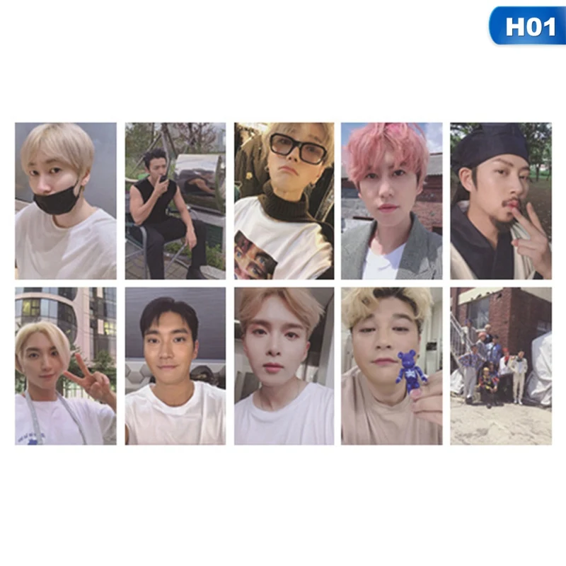 10 шт./компл. Kpop Super Junior Time_slip HD Фотокарта коллективных карты Ын Hyuk Бумага ЛОМО карта с фотографией - Цвет: H01