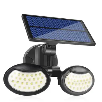 

56 LED Solar Wall Light Waterproof Double Head Rotating Street Human Body Induction Road Lamp for Home Garden Lighting