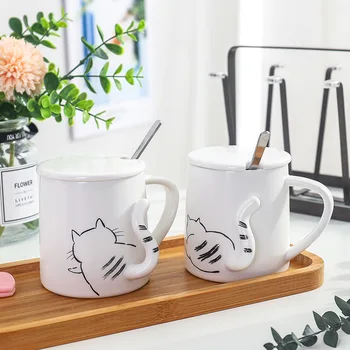

3D Embossed Cat Ceramic Coffee Cup Cute Cartoon Male and Female Students Mug Creative Zakka Cup Coffee Cup Cups and Mugs Tea Mug