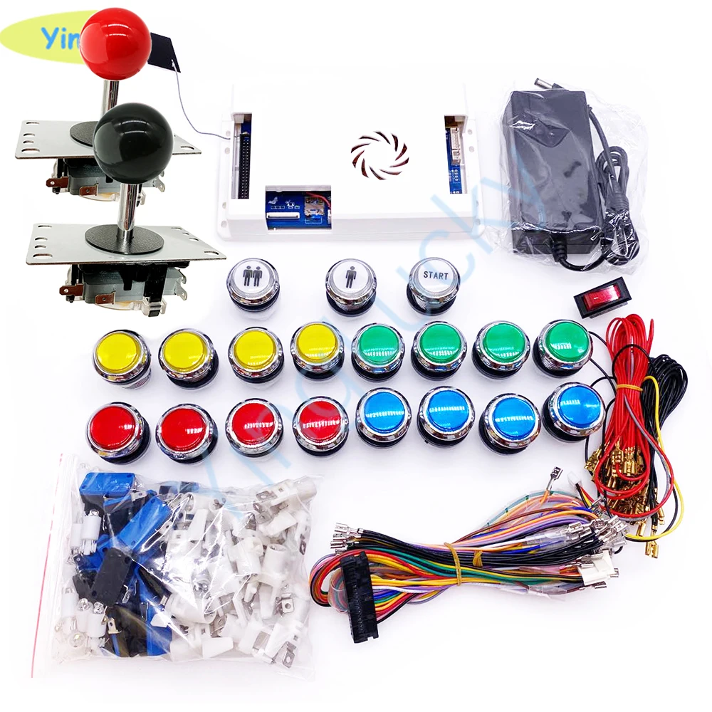 US $120.00 DIY arcade kit with 3d 4018 in 1 wifi board led arcade button copy sanwa joystick Power Adapter 40pin cable for pandora box
