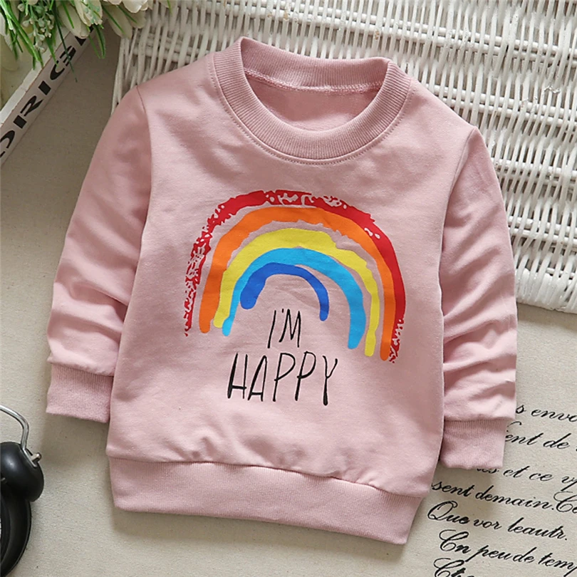 

Toddler Kids Pullover Sweatshirt Baby Boy Girl Letter Rainbow Print Long Sleeved Tops Winter Lovely Soft Warm Clothes 6M-3T A20