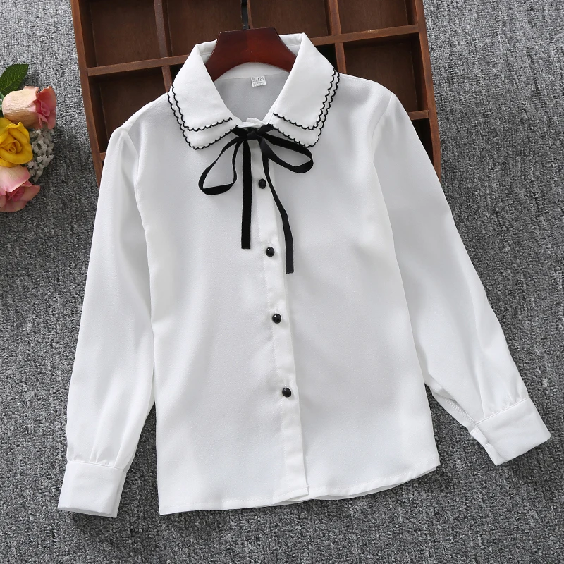 Shirts For Girls Cotton Casual Children Clothing White Girls Blouses Long Sleeve Shirts Autumn Spring Kids Clothes