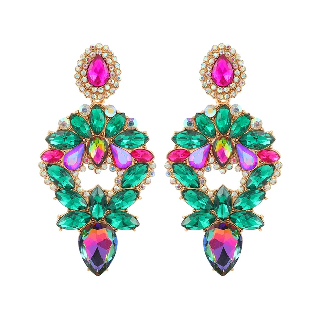 Ztech New Green Series Set Earrings Designer Jewelry Crystal Tassel Za Accessories Handmake Statement Bijoux Pendientes Brincos E1564
