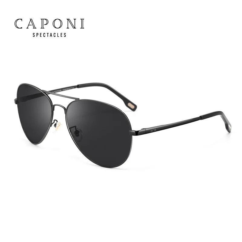 Polarized-Black CAPONI, Винтажные Солнцезащитные очки пилота, мужские поляризованные солнцезащитные очки для рыбалки, мужские обесцвечивающиеся, классические, брендовые, дизайнерские, солнцезащитные очки, UV400 CP3025 - Цвет линз: Polarized-Black