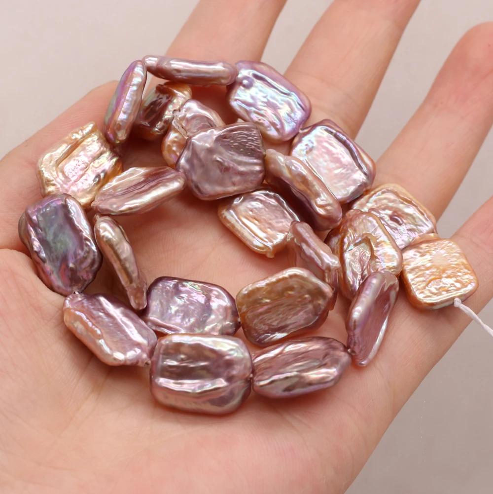 

Hot Selling Natural Freshwater Pearl Beaded Irregular Purple Square DIY for Making Jewelry Accessories 14x17mm