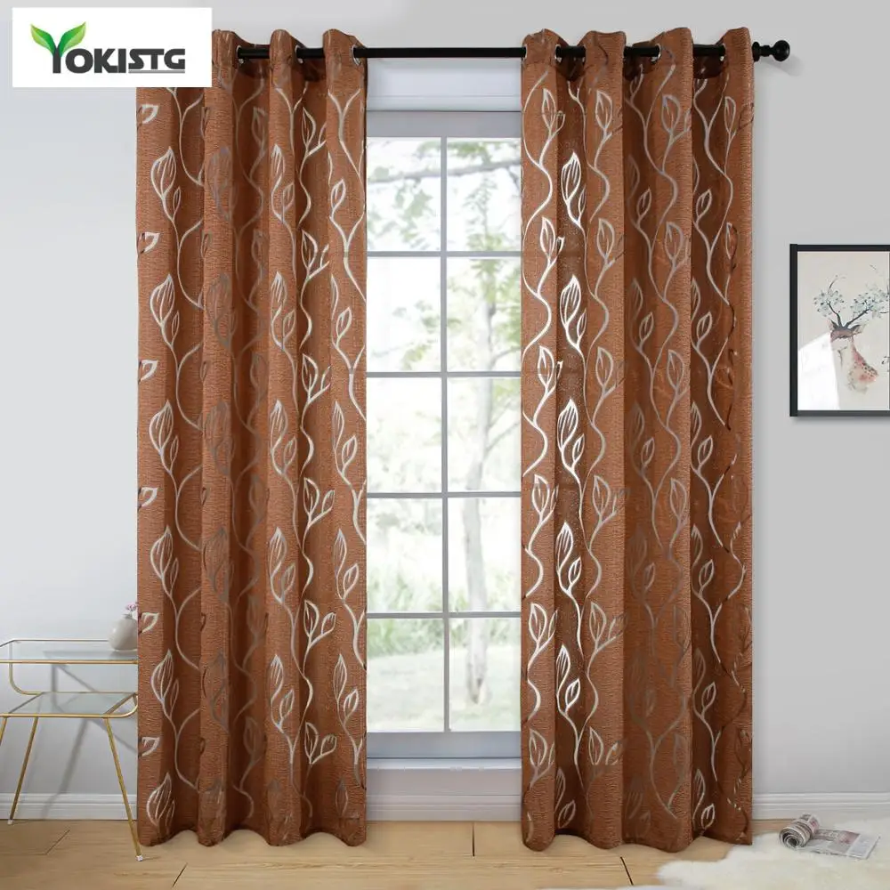 

YokiSTG Dicotyledon Leaves Printed Curtains Window Sheer Curtain For Kitchen Door Living Room Tulle Curtains Decorative Window