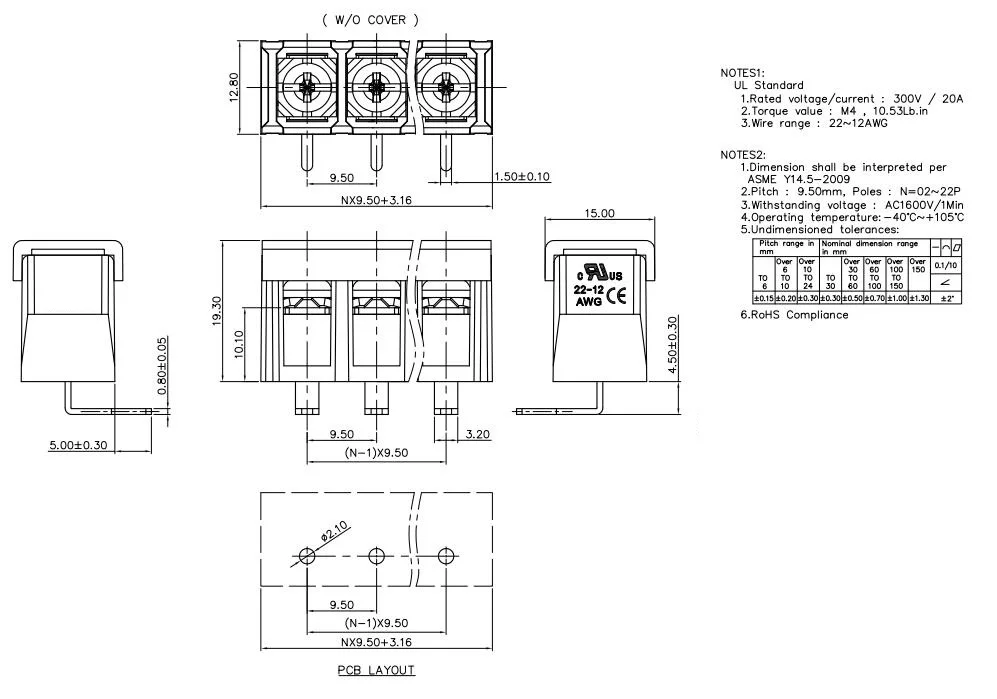 KF48R 9,5 2P~ 12P PCB разъем барьер клеммный блок KF48 DG48 DG48R B 9,5 мм 2PIN~ 12PIN 30A/300 в Феникс контакт DEGSON