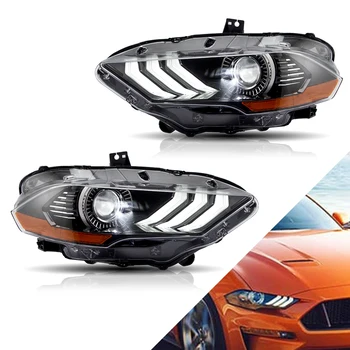 

VLAND Car Styling Headlight For Ford Mustang 2018-2019 LED DRL Dual Beam Lens Front Lamps Plug and Play Head Light Assembly