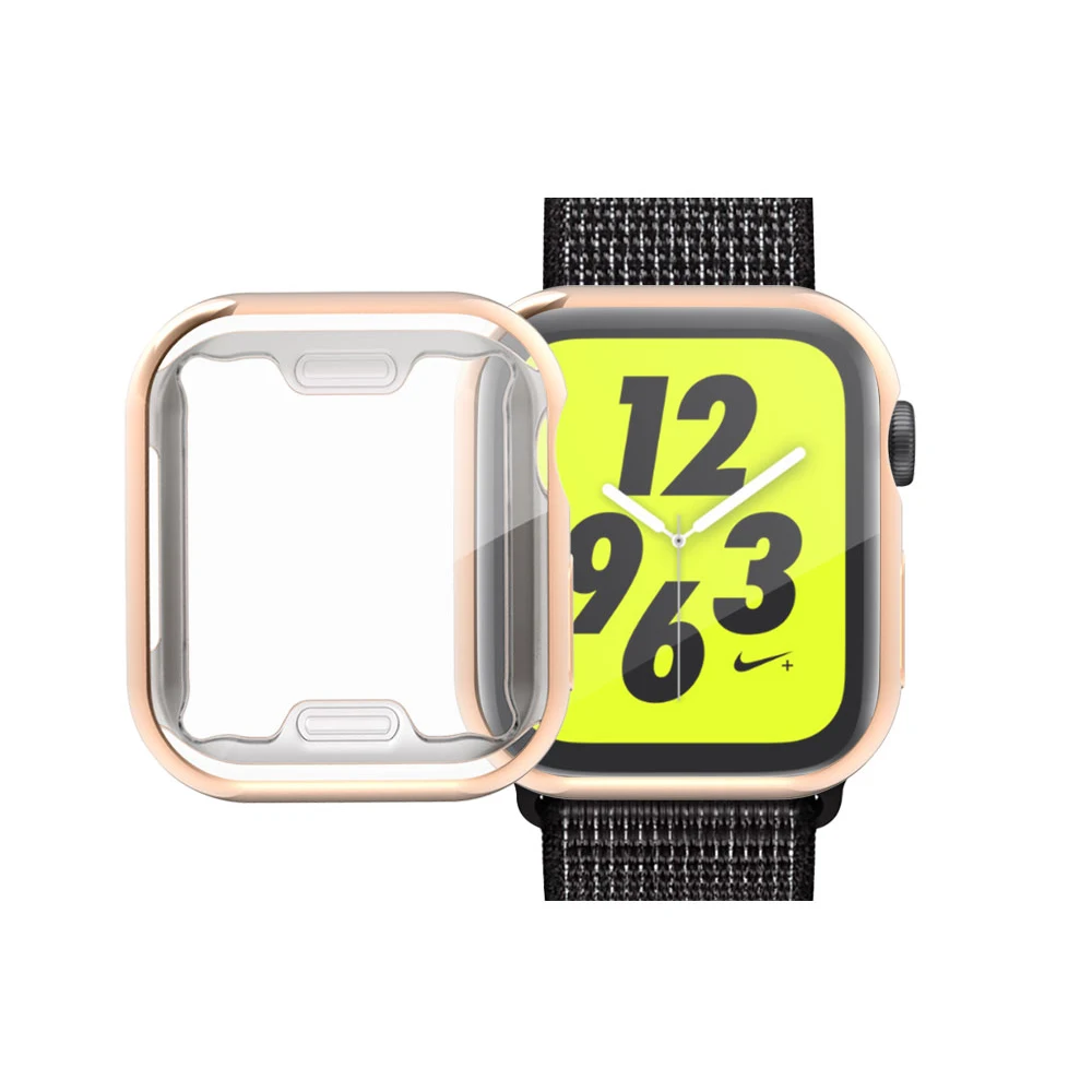 Защитный чехол для Apple watch case 44 мм 40 мм Iwatch series 4 Силиконовый мягкий чехол для всех вокруг корпуса ультратонкий гальванический каркас