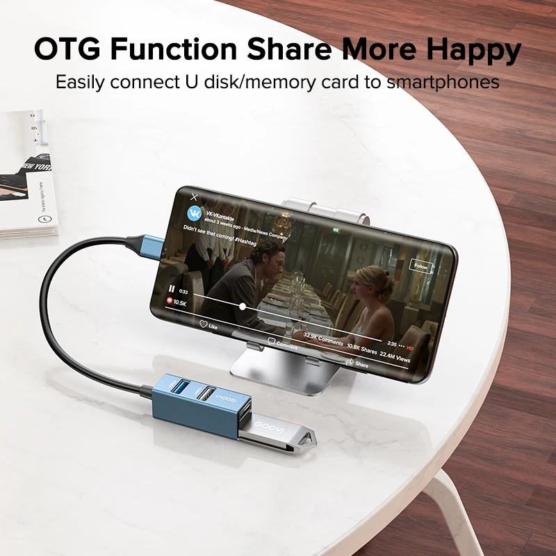 QOOVI USB-C Hub 4-Port USB 3.0 Splitter Adapter Dock für MacBook iPad Samsung - Image 5
