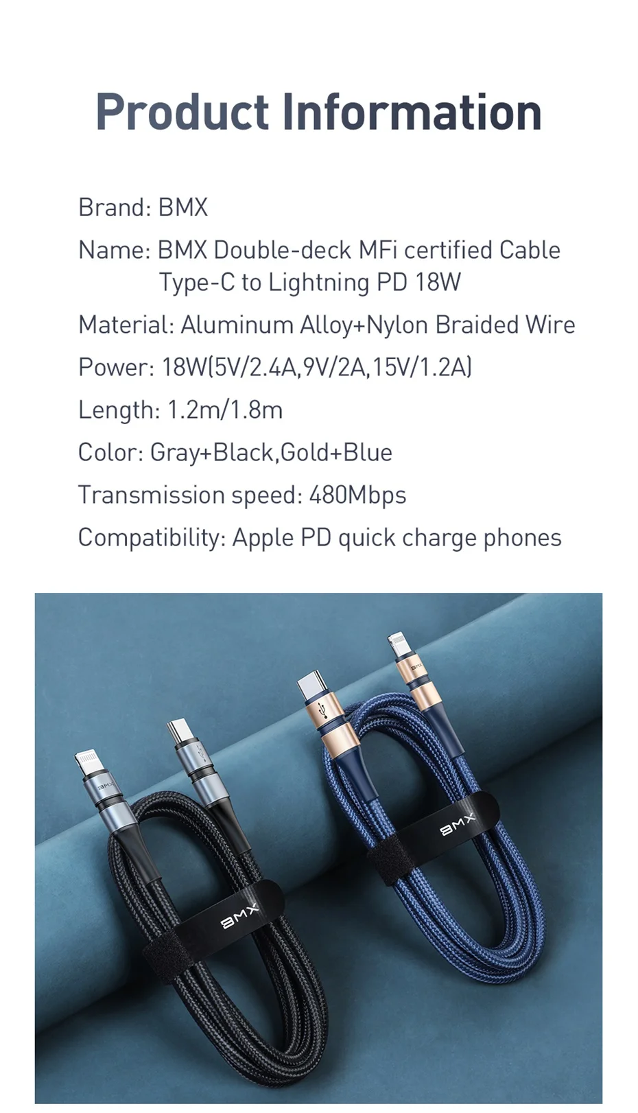 BMX MFI 18 Вт PD Быстрая зарядка USB кабель для iPhone 11 Pro Max Xs Xr 8 Plus usb type C для Lightning Кабель для iPad зарядное устройство Шнур