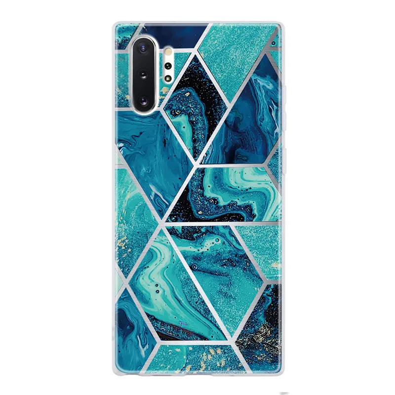 Blue Покрытие с геометрическим рисунком Мрамор чехол для samsung Galaxy Note 10 плюс S8 S9 S10 S10E J4 J6 A6 A7 A8 A5 J3 J5 J7 Мягкий ТПУ чехол с мультипликационным рисунком - Цвет: Blue