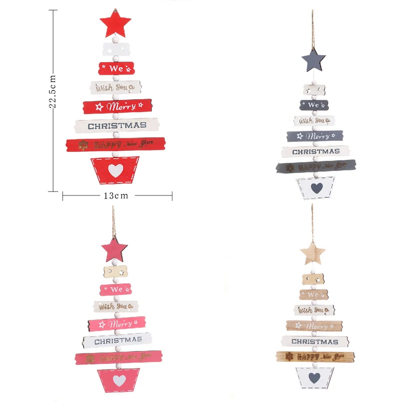 Творческий Дерево Форма Счастливого Рождества деревянные подвески красная елка украшения DIY Изделия из дерева для дома для рождественской вечеринки украшения