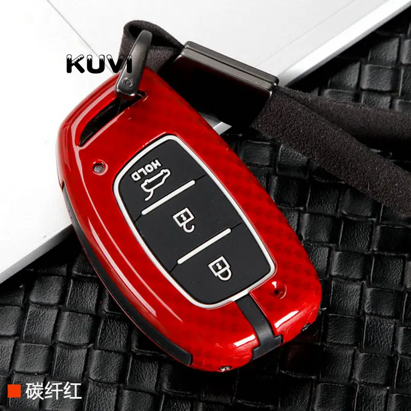 Carbon fiber Alloy+Silicone Car Remote Smart Key Case Fob Cover For Hyundai i10 i20 i30 HB20 IX25 IX35 IX45 key Car styling
