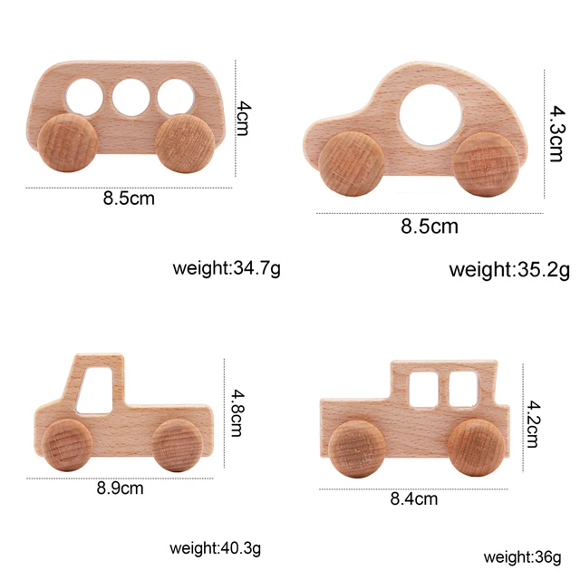1pc Wooden Toys Beech Wood Car Blocks Cartoon Educational Montessori Toys Children Baby Teething Newborn Birthday Gift Wood Toy 6