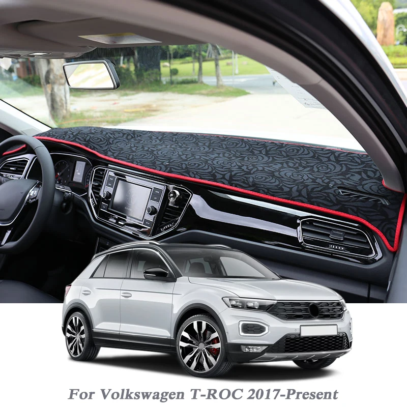 Car Styling Dashboard Protective Mat Shade Cushion Pad Rose Carpet Mat For Volkswagen T-ROC-Present RHD&LHD Accessory
