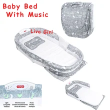 Портативный детское постельное белье с светильник музыка многофункциональный младенческой Дети Детские разделенные кровать помогает BB SleepTravel детская кровать матрас