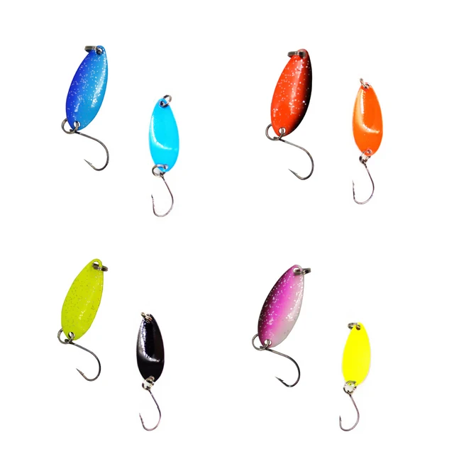 6pcs/Lot 3g/3.3cm Fishing Tackle Metal Spoon Lure Sharp Hook Hard Sequins  Lure Bait Double-sided Spray Paint Spinner Spoons - AliExpress