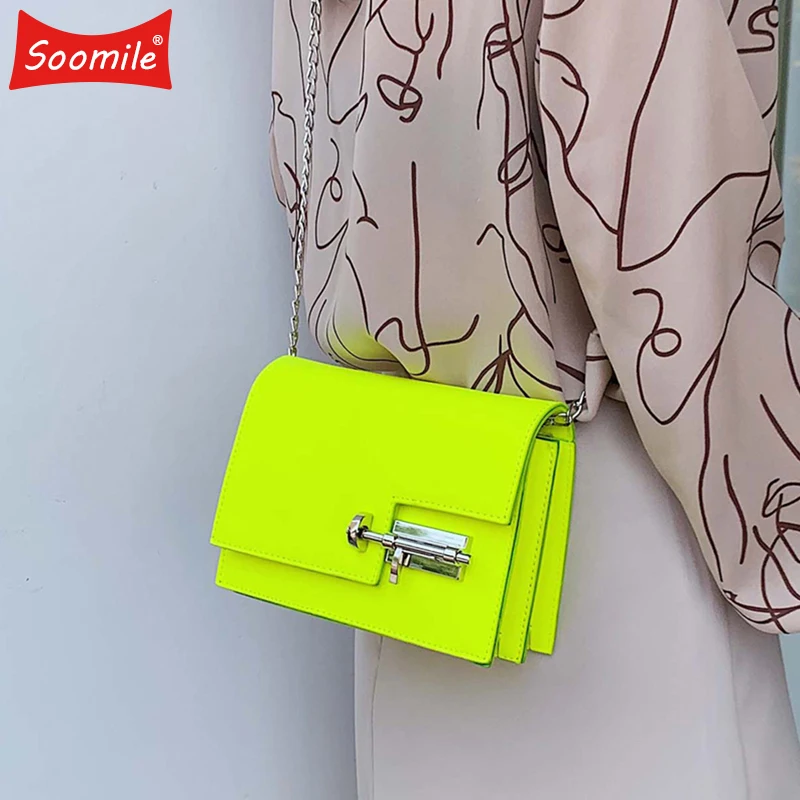 

2020 new Fashion bag Pu Leather Simple Chain Crossbody Bags for Women hangbag