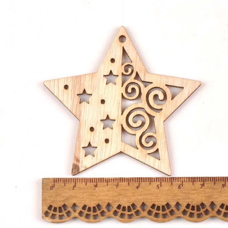 5PCS DIY Wooden Chip Christmas Tree Hanging Ornaments Pendant Kids Gifts Snowman Tree Shape Xmas Ornaments Decorations mt2557