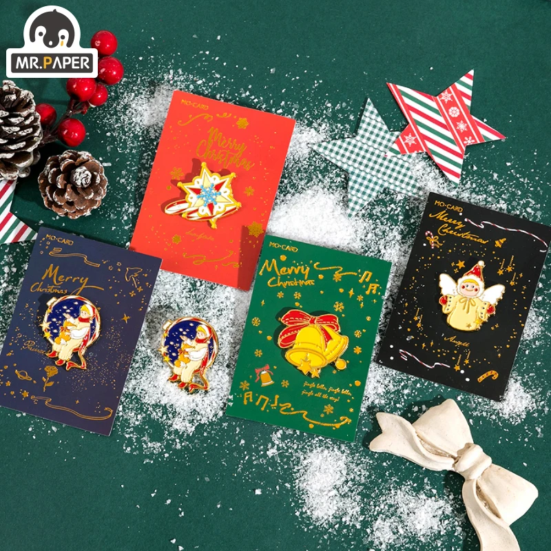 

Mr.Paper 4 Designs Merry Christmas Series Original Metal Badge Clothes Lapel Pin Adventure Badge Gifts For Friend Easy to Remove