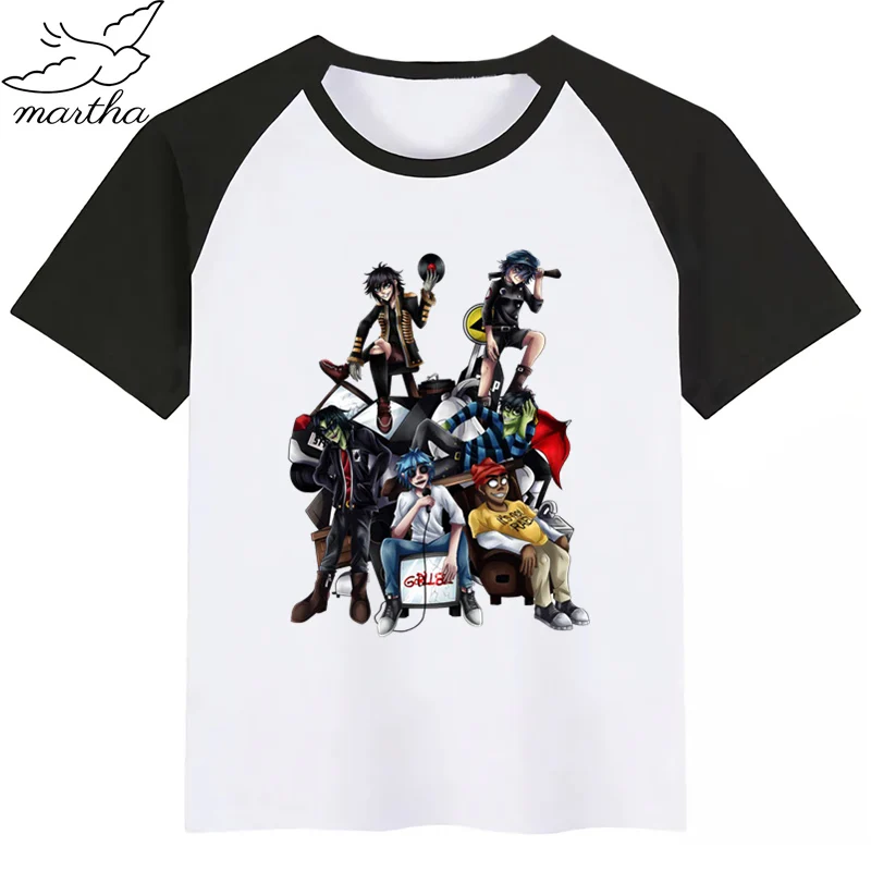Gorillaz/милая детская футболка в стиле рок-группы; детская одежда с короткими рукавами; вечерние футболки с забавными рисунками для мальчиков и девочек
