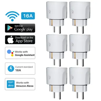 

difoda Smart WiFi Plug EU WiFi Socket 16A With Timing APP Control,Compatible Alexa Google Home Mini Voice Intelligent Control